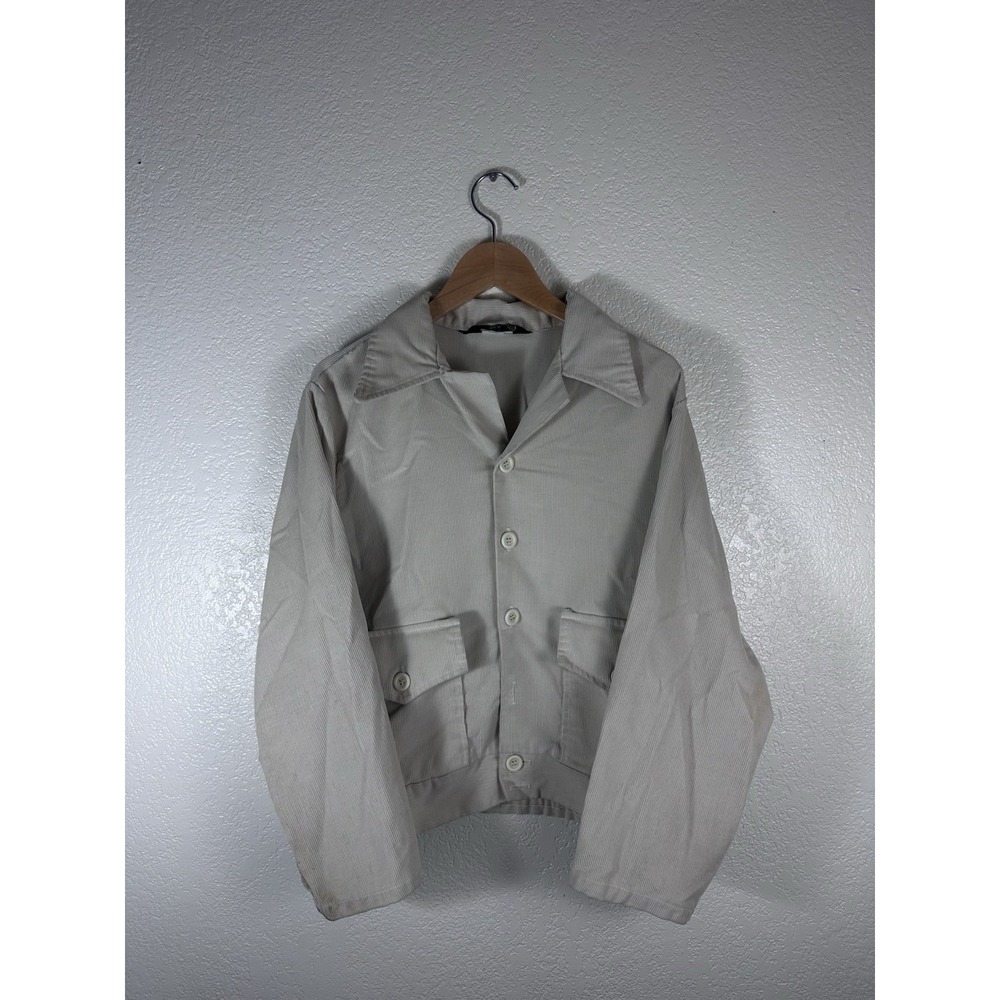 Vintage 70s Tobias Tops Corduroy Jacket Cream Beige Workwear Distressed 1970s